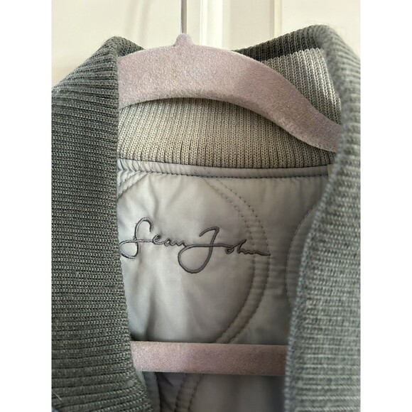 Sean John Jacket Men’s XL Gray/ Light Gray Bomber Reversible Qui…Vintage - Picture 3 of 12